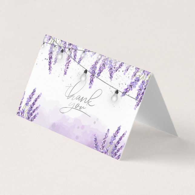 Watercolor Lavander String Lights  Business Card (Front)