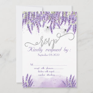 Watercolor Lavander String Lights  Invitation