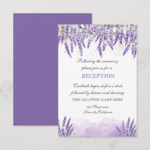 Watercolor Lavander String Lights Reception Invitation