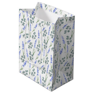 Watercolor Lavender and Eucalyptus Pattern Medium Gift Bag