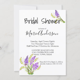 Watercolor Lavender and Green Florals Invitation