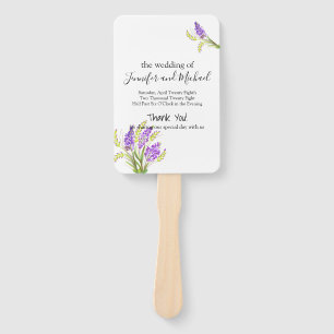 Watercolor Lavender and Green Florals Program Hand Fan