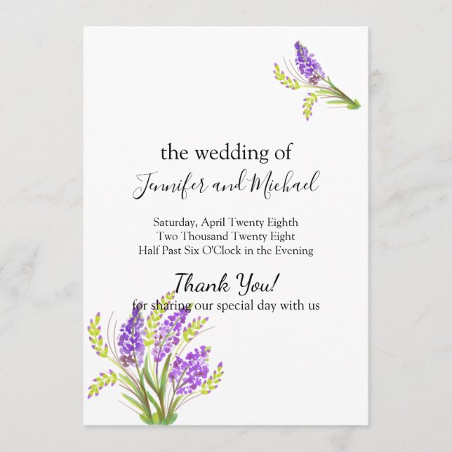 Watercolor Lavender and Green Florals Programme (Front)