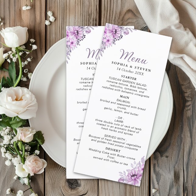 Watercolor Lavender and Violet Floral Wedding  Programme (Creator Uploaded)