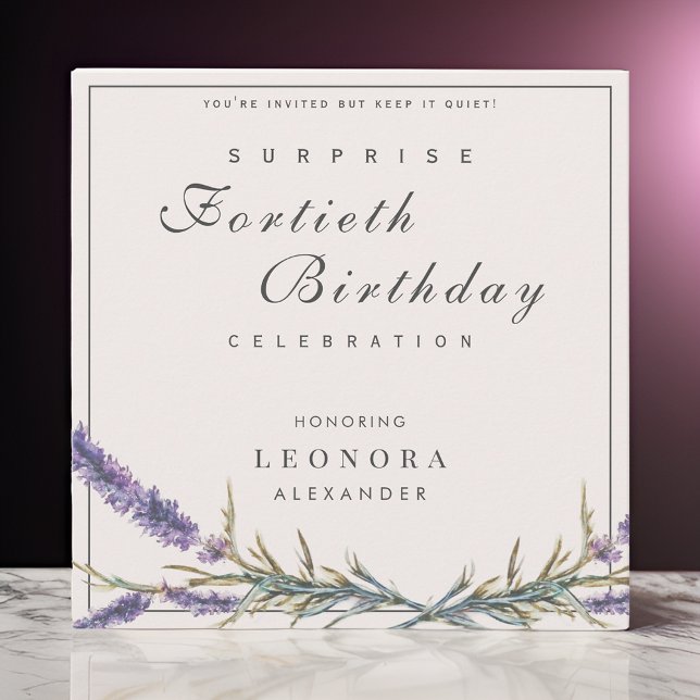 Watercolor Lavender ANY Surprise Birthday Party Invitation (Creator Uploaded)