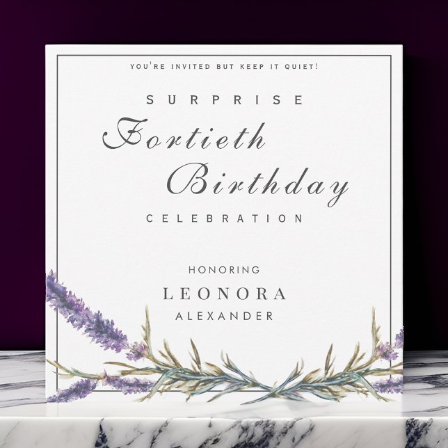 Watercolor Lavender ANY Surprise Birthday Party Invitation (Creator Uploaded)
