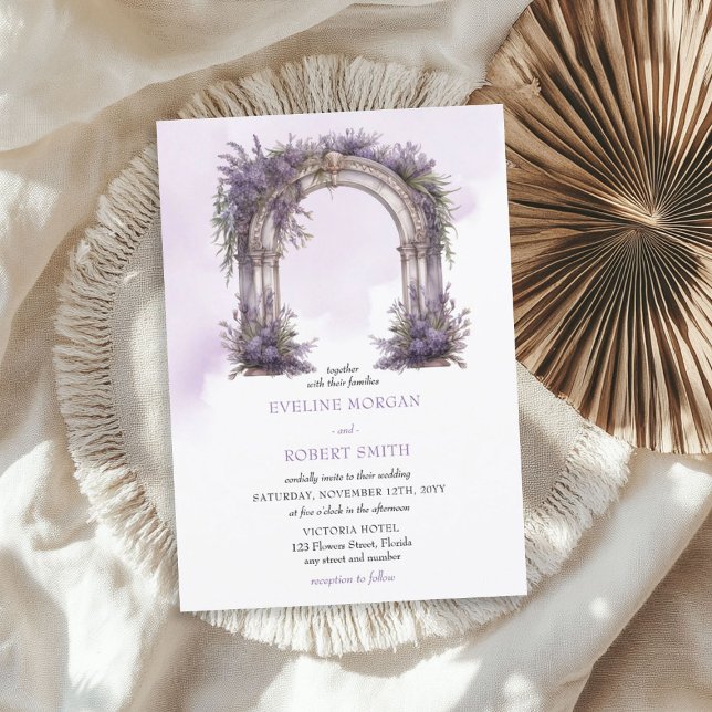 Watercolor lavender arch wedding invitation  (Watercolor lavender arch wedding invitation)