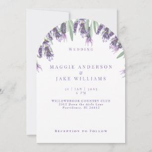 Watercolor Lavender Arched Wedding Invitation