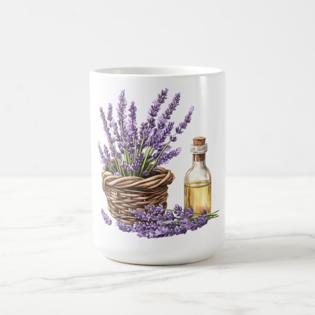  Watercolor Lavender Basket Coffee Mug (Center)