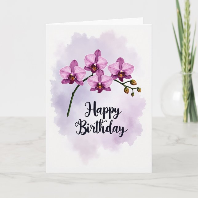 Watercolor Lavender Birthday Card (Front)