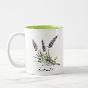 Watercolor Lavender Botanical Wellness Custom Two-Tone Coffee Mug
