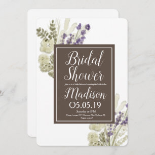Watercolor Lavender Bouquet Botany Bridal Shower Invitation