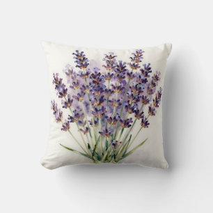 Watercolor Lavender Bouquet Floral Cushion