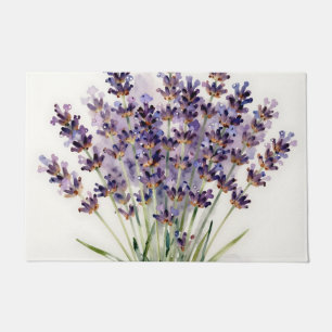 Watercolor Lavender Bouquet Floral Doormat