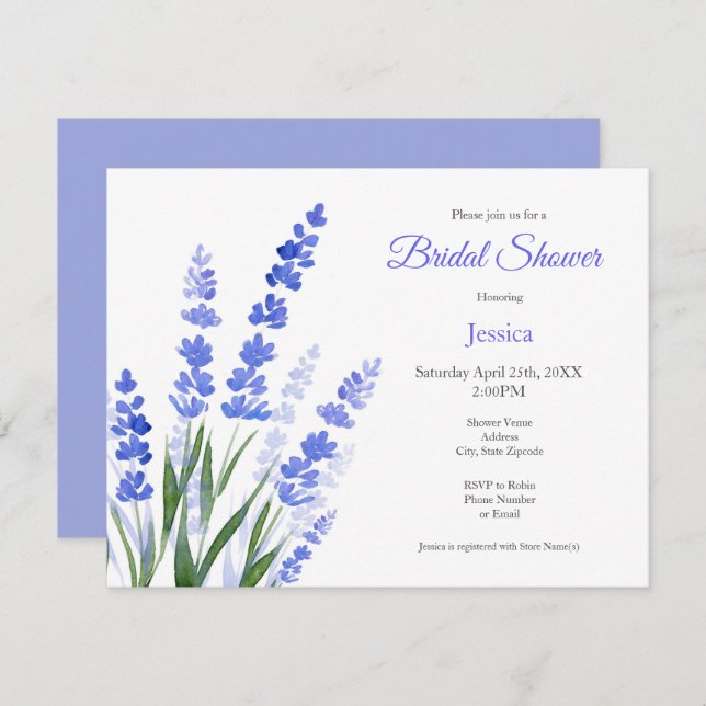 Watercolor Lavender Bouquet Invitation (Front/Back)