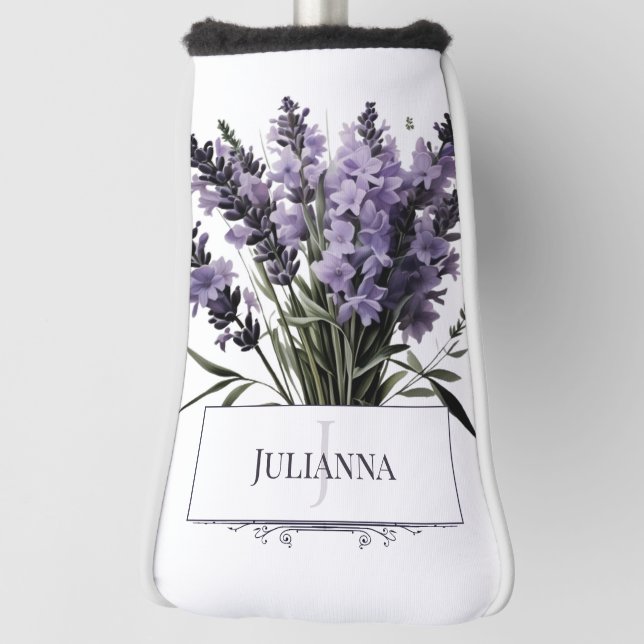 Watercolor Lavender Bouquet Personalised Golf Head Cover (Rotate 90)