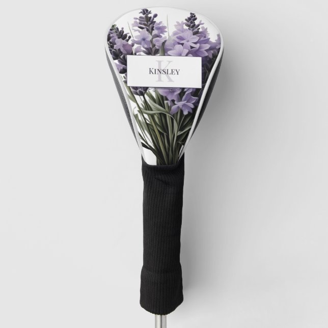 Watercolor Lavender Bouquet Personalised Golf Head Cover (Front)