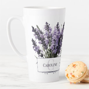 Watercolor Lavender Bouquet Personalised Latte Mug