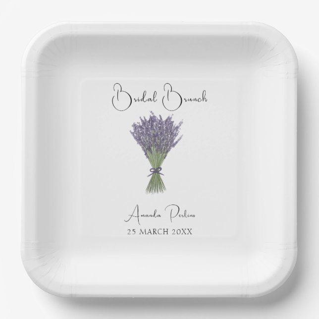 Watercolor Lavender Bridal Brunch  Paper Plate (Front)