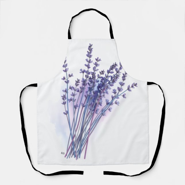 Watercolor Lavender Bunch Spring Apron (Front)