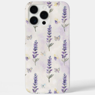 Watercolor Lavender & Butterflies Pattern iPhone 16 Pro Max Case