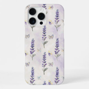 Watercolor Lavender & Butterflies Pattern iPhone 16 Pro Max Case