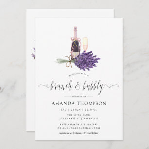 Watercolor Lavender Cottage Chic Brunch and Bubbly Invitation