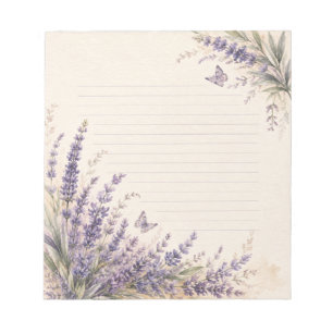 Watercolor Lavender Cottage Garden Lined Notepad