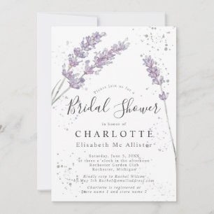 Watercolor lavender elegant bridal shower invitation