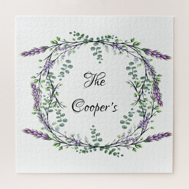 Watercolor lavender eucalyptus bohobotanical jigsaw puzzle (Horizontal)