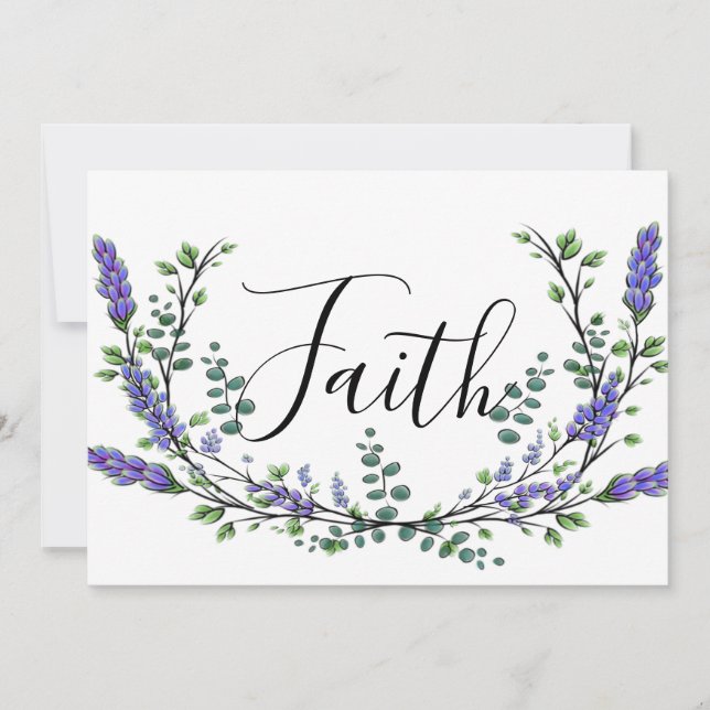 Watercolor Lavender Eucalyptus calligraphy faith Invitation (Front)