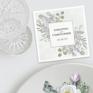 Watercolor Lavender & Eucalyptus Elegant Wedding Napkin