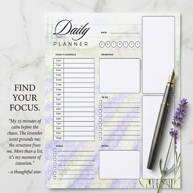 Watercolor lavender field daily planner sheet (Creator Uploaded)