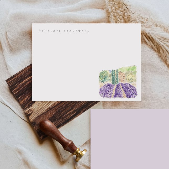 Watercolor Lavender Fields Personal Note Card (Watercolor Lavender Fields Personal Note Card)
