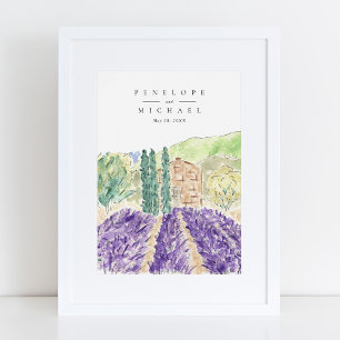 Watercolor Lavender Fields Welcome Wedding Poster