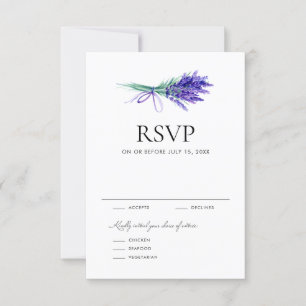 Watercolor Lavender Floral Bouquet Spring Wedding RSVP Card