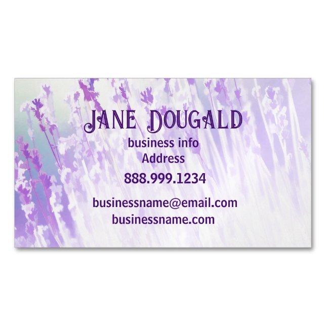 Watercolor Lavender Floral Classic Writer's  Magnetic Business Card (Front)