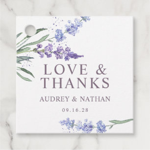 Watercolor Lavender Floral Love & Thanks Wedding Favour Tags
