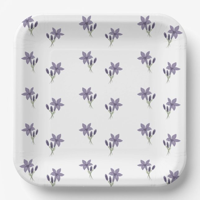 Watercolor Lavender Floral Paper Plate (Front)