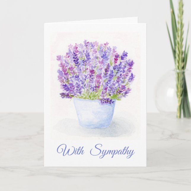 Watercolor Lavender Floral Plant SYMPATHY  Card (Front)