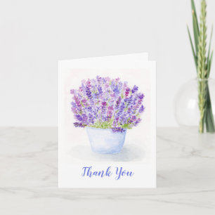 Watercolor Lavender Floral Plant THANK YOU Note Card