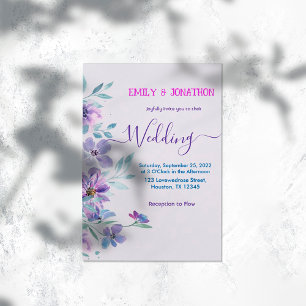 Watercolor Lavender Floral Wedding Invitation