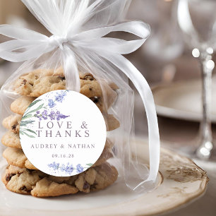 Watercolor Lavender Floral Wedding Thank You Classic Round Sticker