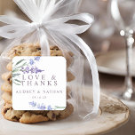 Watercolor Lavender Floral Wedding Thank You Square Sticker<br><div class="desc">Message me if you need assistance or have any special requests.</div>