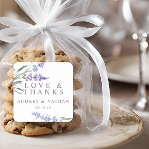 Watercolor Lavender Floral Wedding Thank You Square Sticker