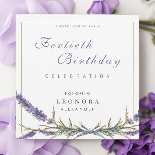 Watercolor Lavender Flower ANY Milestone Birthday Invitation