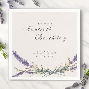 Watercolor Lavender Flower ANY Milestone Birthday Napkin