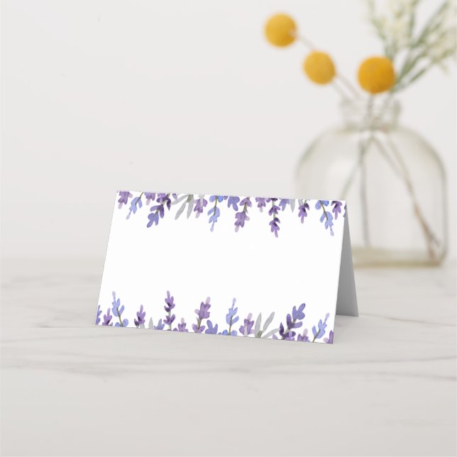 Watercolor Lavender Flower Place Card (Front)