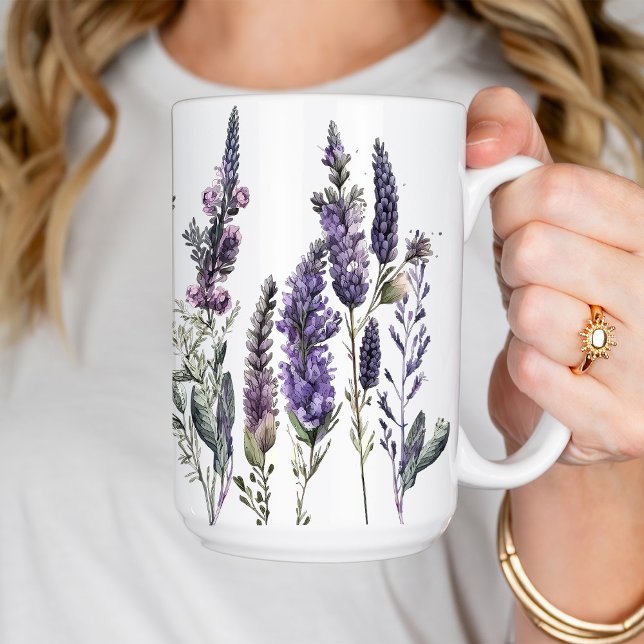 Watercolor Lavender Flowers Coffee Mug (Creator Uploaded)