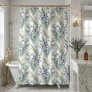 Watercolor Lavender Flowers - French Country Decor Shower Curtain